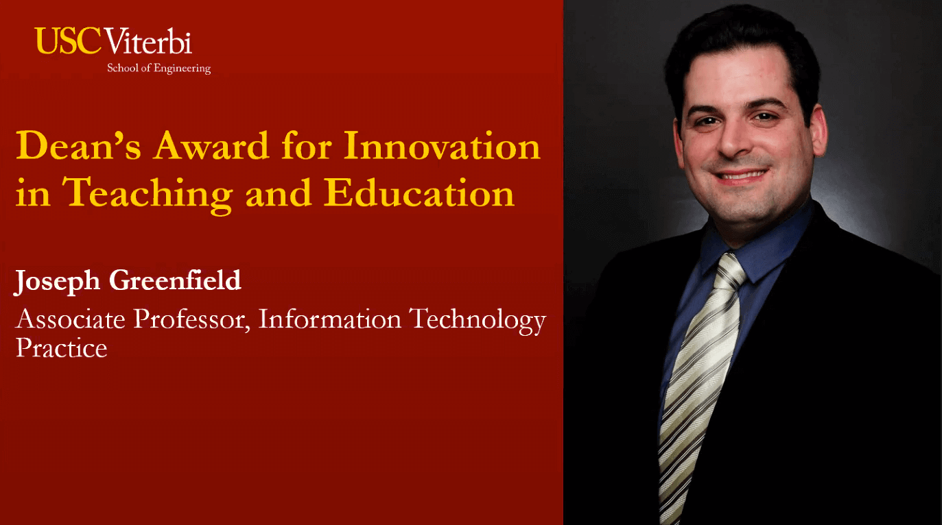 Featured image for “USC Viterbi Dean’s Award for Innovation and Teaching Excellence”